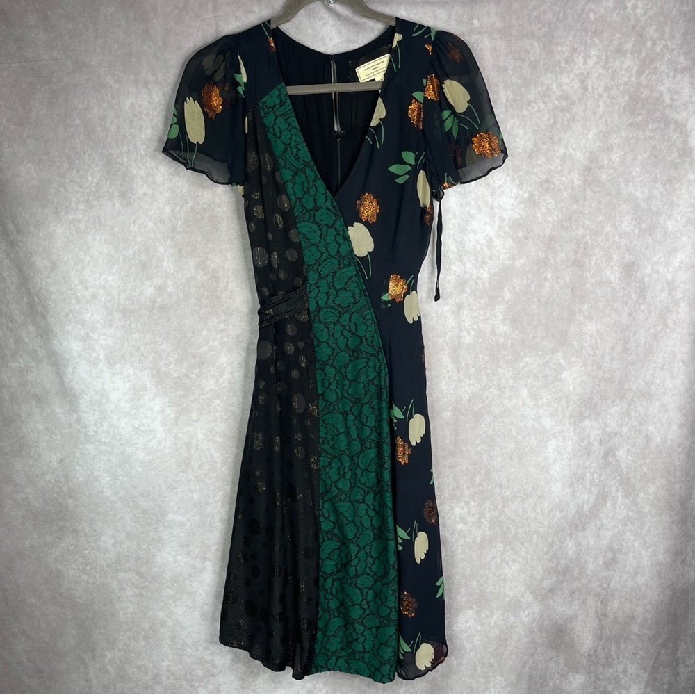 Moulinette Soeurs x Anthropologie Ciao Bella Faux Wrap Dress Mixed Media Dress 2 - Picture 2 of 8